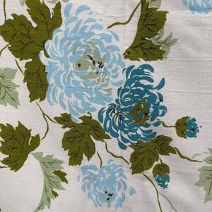 Vintage Floral Midcentury MCM Tablecloth Blue Green 43 x 50 in Grandmacore